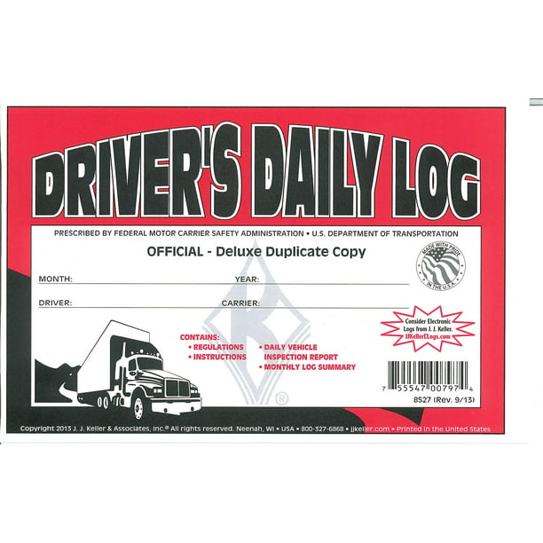 50-PACK JJ Keller Driver's Daily Log Book 8527/601L W/DVIR & MONTHLY LOG SUMMARY